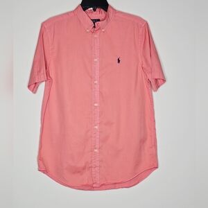 Pink Short Sleeve Button-Up Shirt